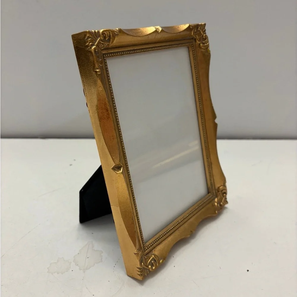 Antique Ornate Picture Photo Frame Goldtone Home Décor Engraving Decoration VTG